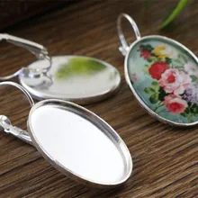 18x25 мм 10 шт. яркие посеребренные французские серьги с рычагом, пустые/Базовые, подходят для 18x25 мм овальных стеклянных кабошонов; сережки(L5-32