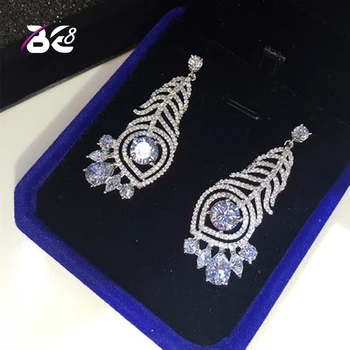 

Be 8 Brand Lovely AAA Cubic Zirconia Leaf Shape Drop Earrings, Bridal Crystal Wedding Earring for Brides E558