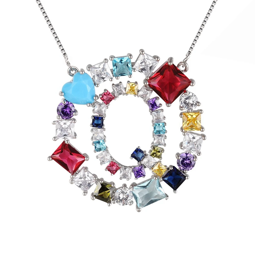 Горячая Распродажа, классическое красочное каменное ожерелье с буквами, ювелирное изделие, женская подвеска уникального дизайна, серебряная цепочка для девушек, украшение, лучший подарок