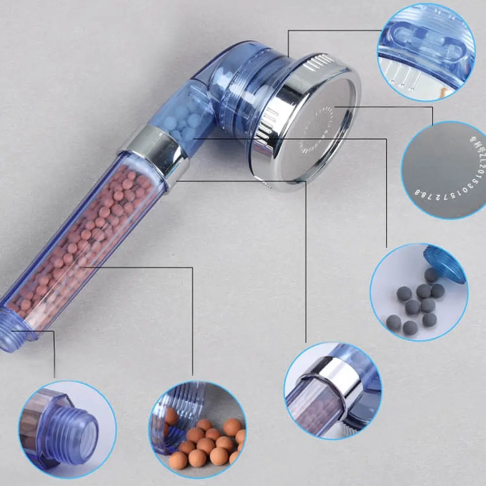 

Filtered Hand Held Shower Head Negative Ionic High Pressure Rainfall Spa Water Saving, Purifies Water, Remove Chlorine white