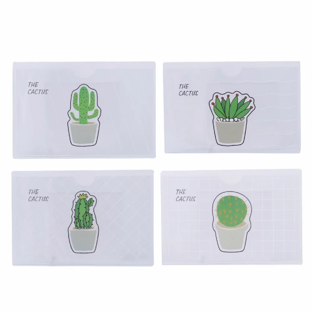

THINKTHENDO Translucent Card Sets Holders Cactus Pattern Kid Lady Boys Girls Students School Bus Cards Protection Case Cover
