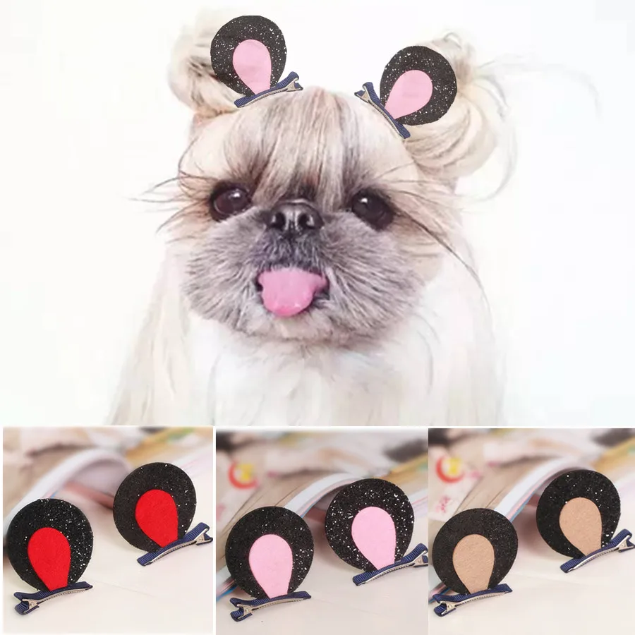 Dog Hair Clip Hairpin Color Dog Grooming Acce QE43 Pet Dog Hair Bows Tie 10PC 