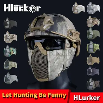 

Camo Airsoft Half Face Mask Metal Steel Net Mesh Tactical Paintball Hunting Cycling Protective Breathable Mask for CS Wargame