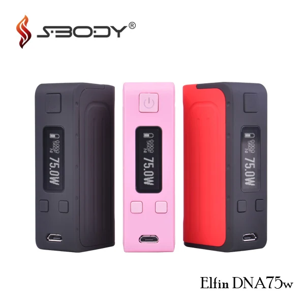 Аутентичный Sbody Elfin DNA75 мод 75 Вт TC Vaping Box мод DNA75 с чипсетом Evolv DNA75