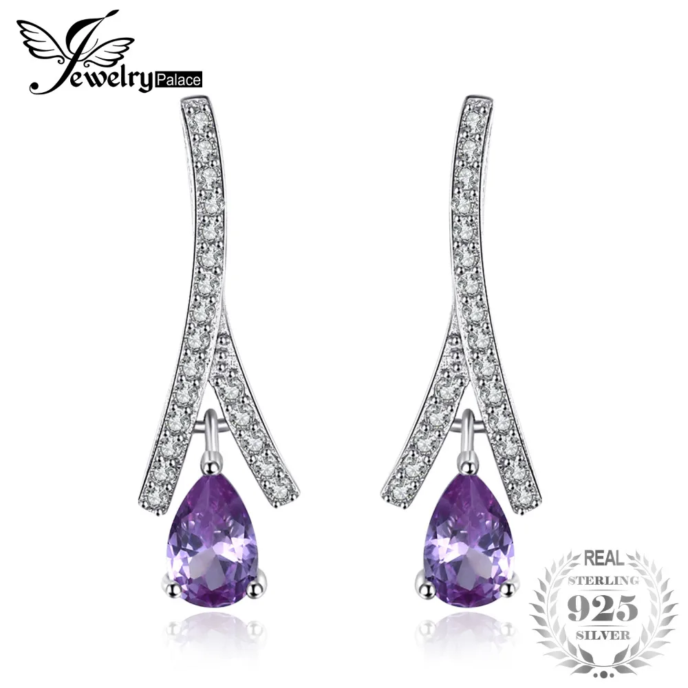 Jewelrypalace Новый 1.3ct груша Александрит сапфирами капли воды с Серьги 925 стерлингов