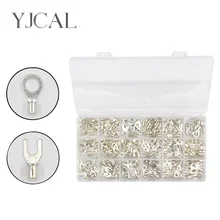 U-typ 420Pcs/ Box Lug Ring Spade Non Insulated Electrical Crimp Cord Wire End Insulation Cable Connector Cold Press Terminals 420pcs box 18 type cold naked terminal kit non insulated ring fork u type terminals assortment cable wire connector crimp spade