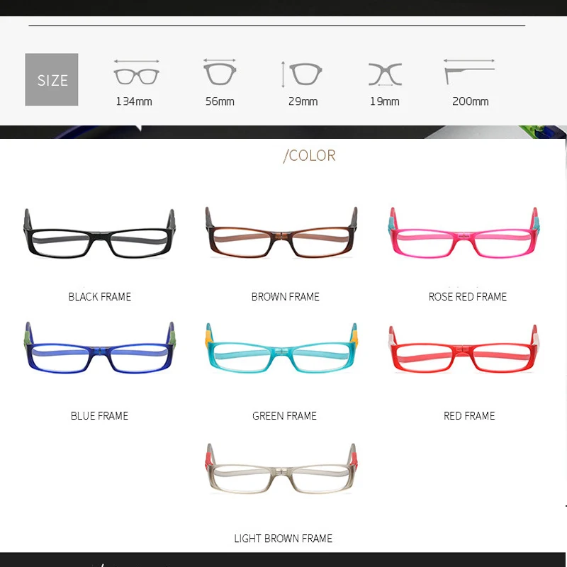 Gafas de lectura con cuello ajustable de silicona Clip colgante en soporte magnético gafas de ojo montura hombres gafas presbiópicas