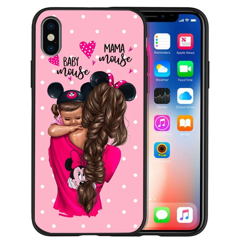 Чехол Super Mama Mouse для папы мамы и ребенка iphone 8 7 XS Max XR 6 Plus 5S SE мягкий чехол Etui|Бамперы|