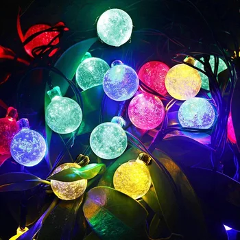 

20Leds 4.8M Christmas Fairy LED Solar Powered Light Cystal Ball Outdoor Garden String Lights New Year Holiday Party Wedding Lamp