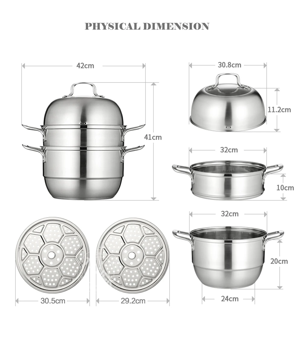 32 см двойные котлы суповая кастрюля Пароварка из нержавеющей стали кухонный Глиняный Чайник для чая многоцелевой утолщенный композитный низ