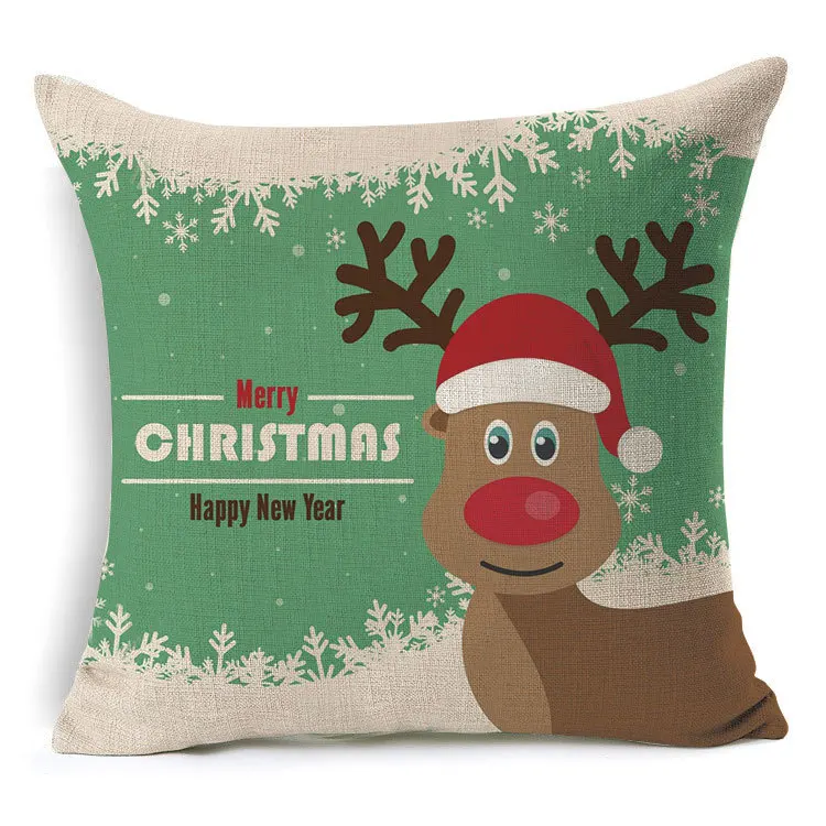 1Pcs 43*43cm Christmas Deer Gifts Pattern Cotton Linen Throw Pillow Cushion Cover Car Home Sofa Decorative Pillowcase 40483 - Цвет: S