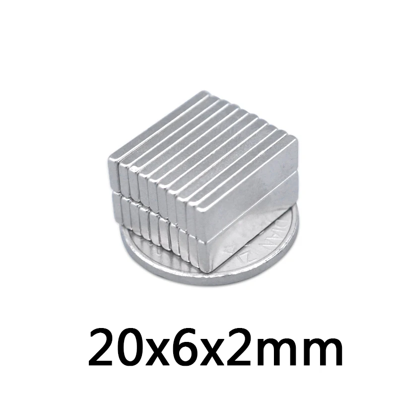 

20pcs/lot F 20x6x2 mm N35 Strong Square NdFeB Rare Earth Magnet 20*6*2 mm Neodymium Magnets 20mm x 6mm x 2mm