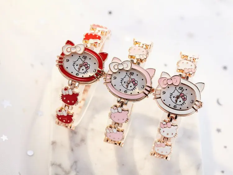 Hello kitty Новинка 2019 года relojes детские часы с рисунком из мультфиломов модные детские милые нержавеющая сталь кварцевые часы девушка