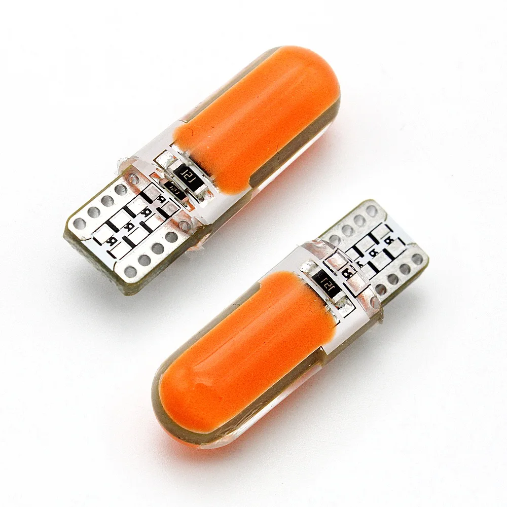 

2pcs T10 W5W Silica Gel COB LED Car Clearance Lights 194 168 Auto Wedge Reverse Bulb Turn Signal Light red blue yellow white 12V