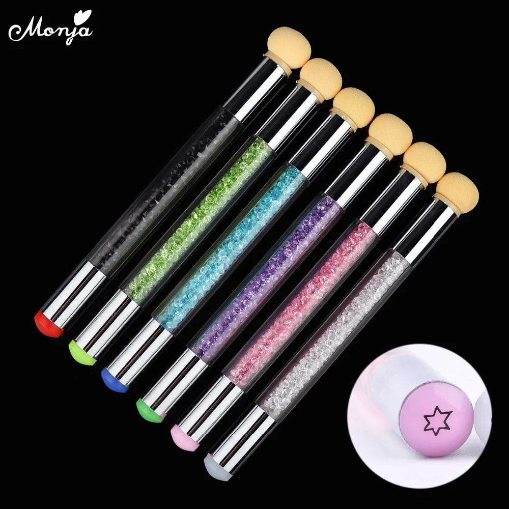 

Monja Nail Art Sponge Silicone Gradient Color Blooming Transfer Stamping Dotting Brush Stamper Manicure Tool