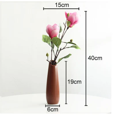 brown and flower Современная минималистическая керамическая ваза искусственные цветы, орхидеи набор настольные вазы домашние декоративные предметы ваза для украшения свадьбы - Цвет: brown and flower