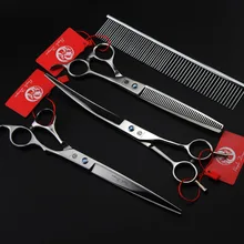 Горячая Япония 7 или 8 дюймов профессиональные ножницы для ухода за домашними животными набор ножниц собака кошка Tesoura Домашние животные ножницы для резки ножницы комплект