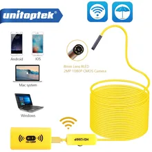Wifi эндоскоп камера Full HD 1200P 8 мм Android iPhone змея жесткий кабель беспроводной IOS Водонепроницаемый Бороскоп 8 светодиодный 2-мегапиксельная USB камера