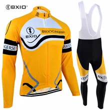 BXIO Winter Thermal Fleece Cycling Sets Long Sleeve Warm Bike Set Breathable Yellow Bicycle Clothing Ropa Ciclista 084