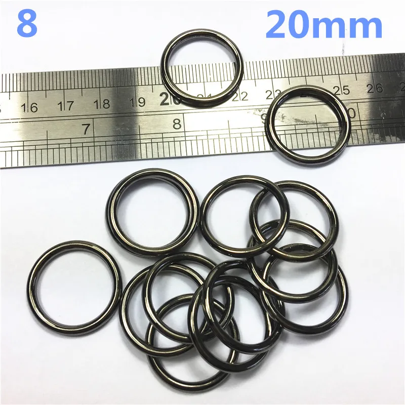 8-  20mm gunblack  Metal O Ring for ribbon Dee Webbing Belt Buckle Bag Non Welded
