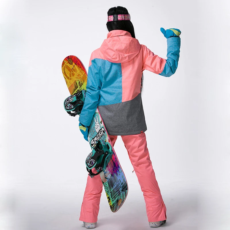 GSOU Снежный бренд, лыжный костюм для женщин, водонепроницаемая лыжная куртка, штаны для сноуборда, Зимний горный лыжный костюм, Женская Спортивная одежда для улицы