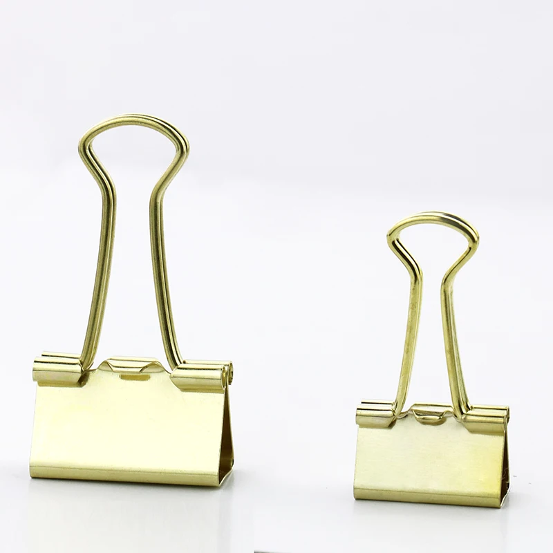 TUTU Solid Color Gold Metal Binder Clips Notes Letter Paper Clip Office