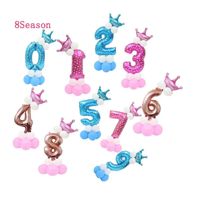 

8 Season 32inch Rose Gold Blue Pink Number Foil Balloons Digit air Ballon Birthday Party decorations Kids Baby Shower Globos