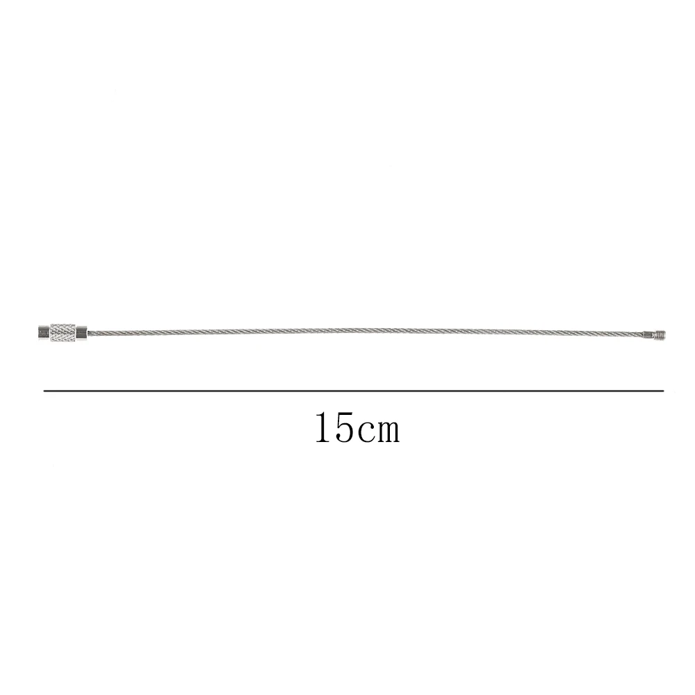 School Stationery Office Supplies Key Stainless Steel Wire Keychain Cable Key Ring For Outdoor Hiking Tool Desk Sets 10PCs