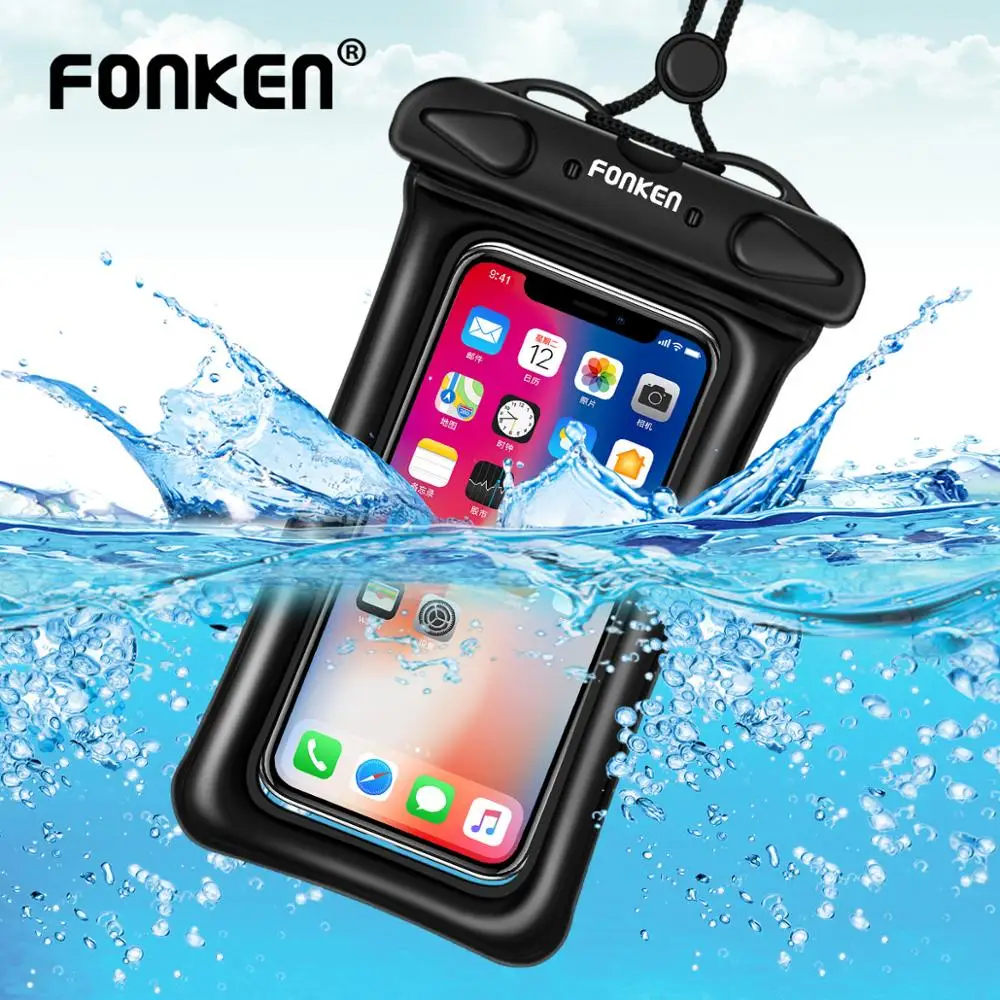 

FONKEN Waterproof Phone Case Underwater Smartphone Dry Bag Airbag float Storage Pouch IPX8 Touch Android Cell Phone Cover
