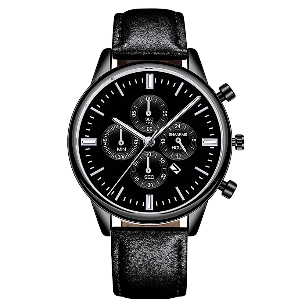 

Fashion Men Military Sport Watches Luxury Leather Band Stainless Steel Analog Quartz Wristwatch Date Clock Business Watch