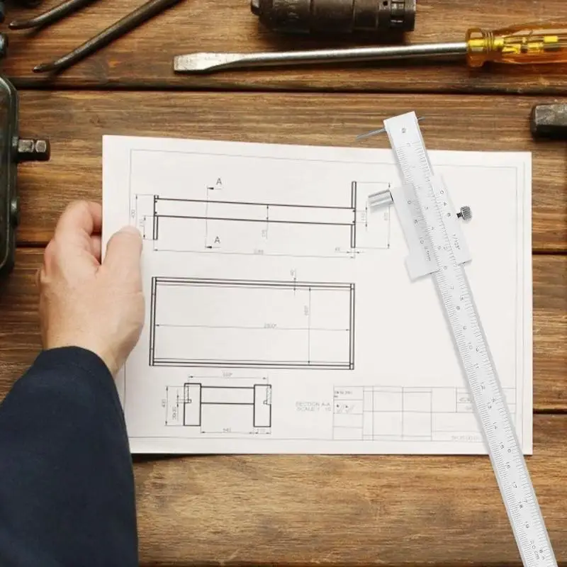 0-200 мм штангенциркуль из нержавеющей стали, карбидный разметчик, параллельная маркировочная линейка, измерительный инструмент