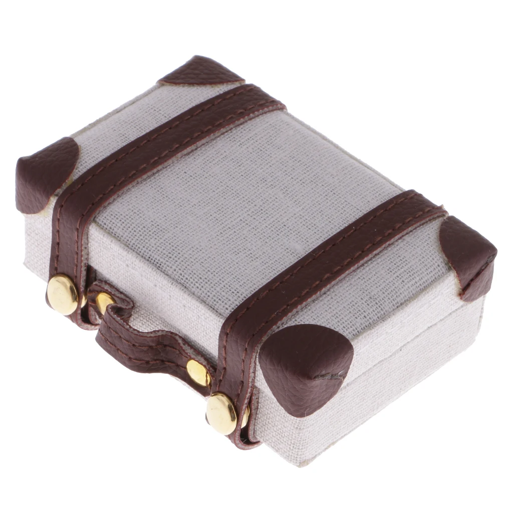 1/6 Scale Dolls House Vintage Suitcase Luggage Cases Wooden Miniature Dollhouse Decoration