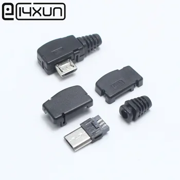 

EClyxun 10sets/lot Micro 5P USB male Plug Solder type Tail Charging plug 90 Degree