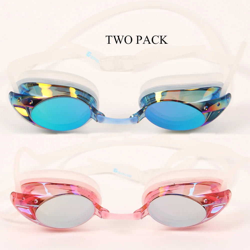 Goexplore ore 2 шт силиконовые плавательные очки Анти-туман УФ плавательные очки для мужчин и женщин с защитой от утечки летние купальники Спортивные очки - Цвет: blue rose