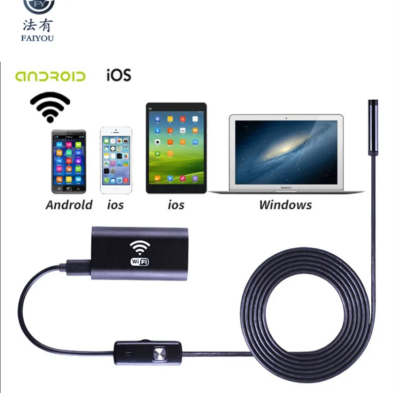 8 мм Объектив Wifi Android Iphone эндоскоп камера 1 м 5 2 3 Водонепроницаемая трубка змеиная
