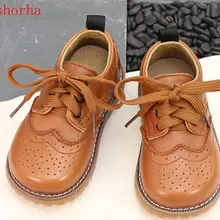 Новая Осенняя детская обувь кожаная обувь для мальчиков и девочек Корейская версия Детская Свадебная обувь из воловьей кожи на плоской подошве