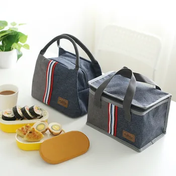 

Denim Large Ice Cooler Bags Insulated Pack Drink Food Thermal Leisure Handbag Women's Kid's Picnic Pouch Lunch Box Accessories