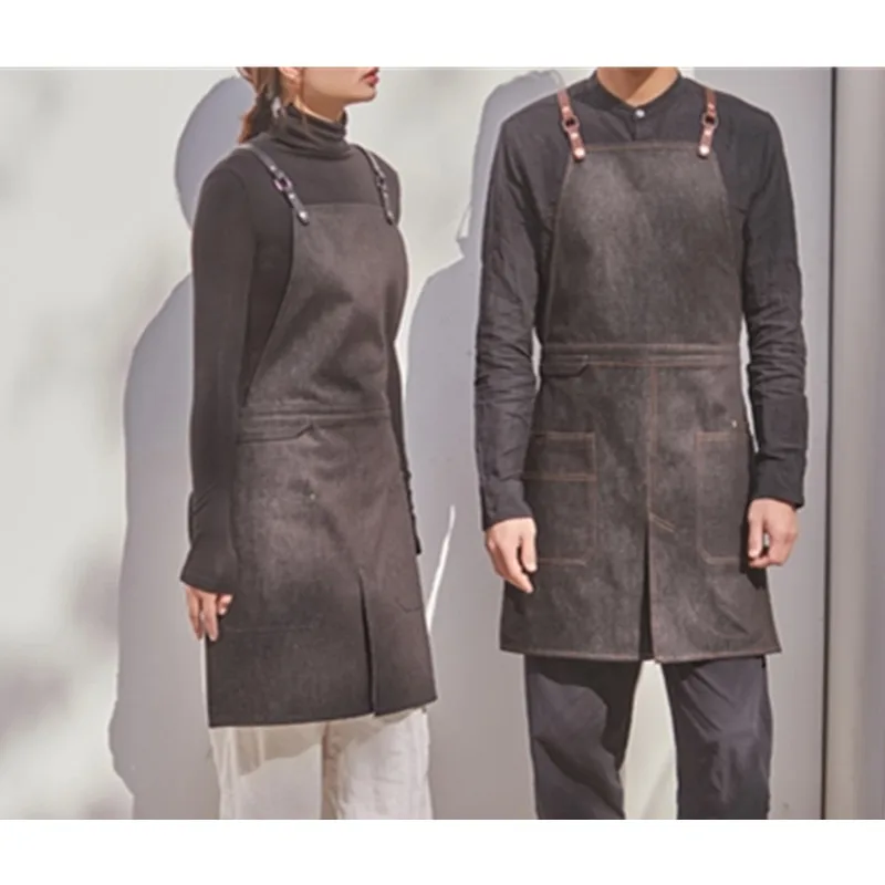 Black Denim Split Leg Apron D97-6