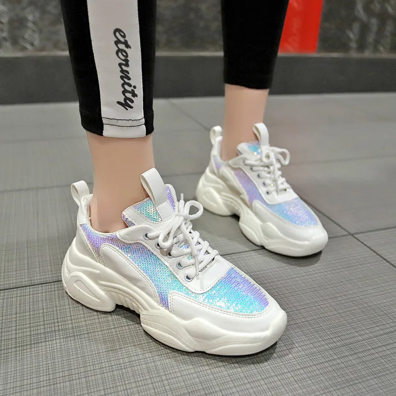 

2019 Breathable Mesh Women Casual Shoes Vulcanize Female Fashion Sneakers Lace Up High Leisure Footwears