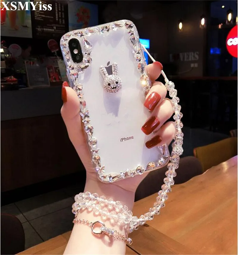 Luxury Bling Cute Diamond Rabbit Phone Cases For Samsung GalaxyJ3 J5 2016 J4 J6 J7 J8 2018 2017 2015 Transparent Girl Cover Case |