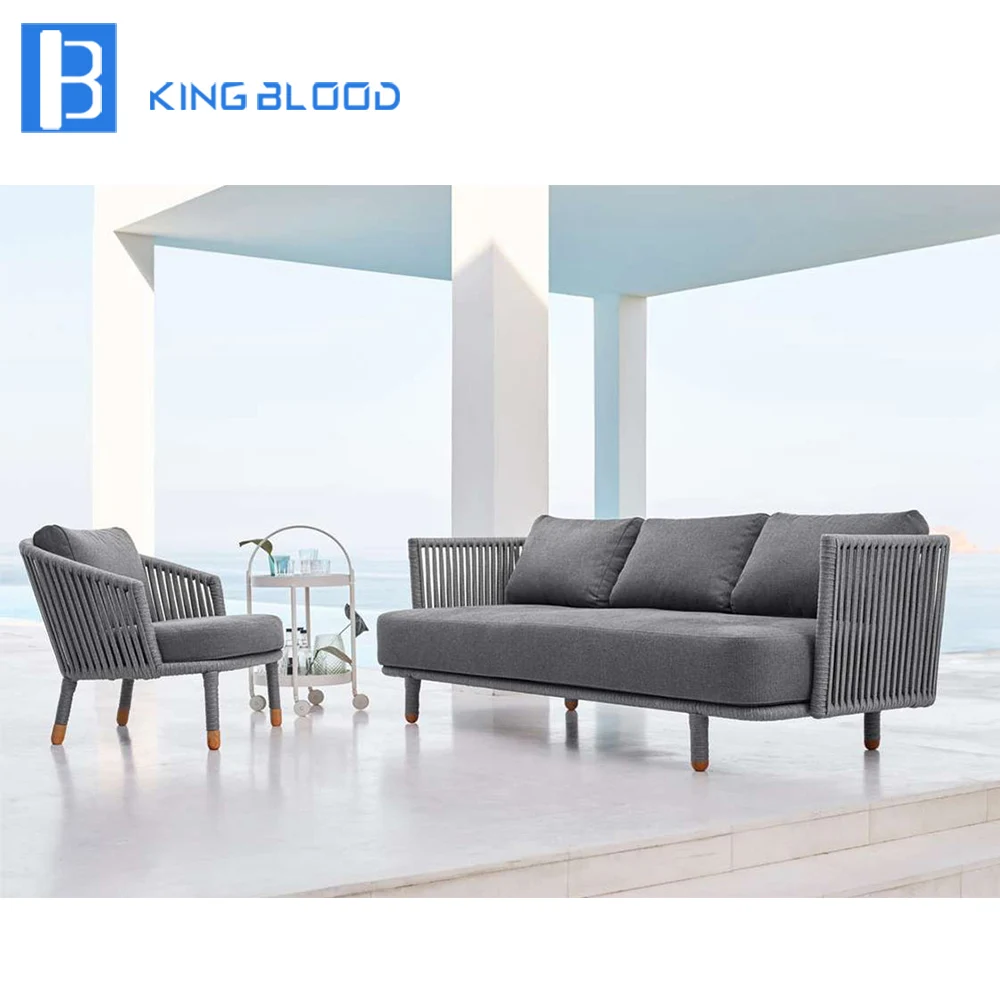 modern outdoor furniture garden grey round rope sofa set