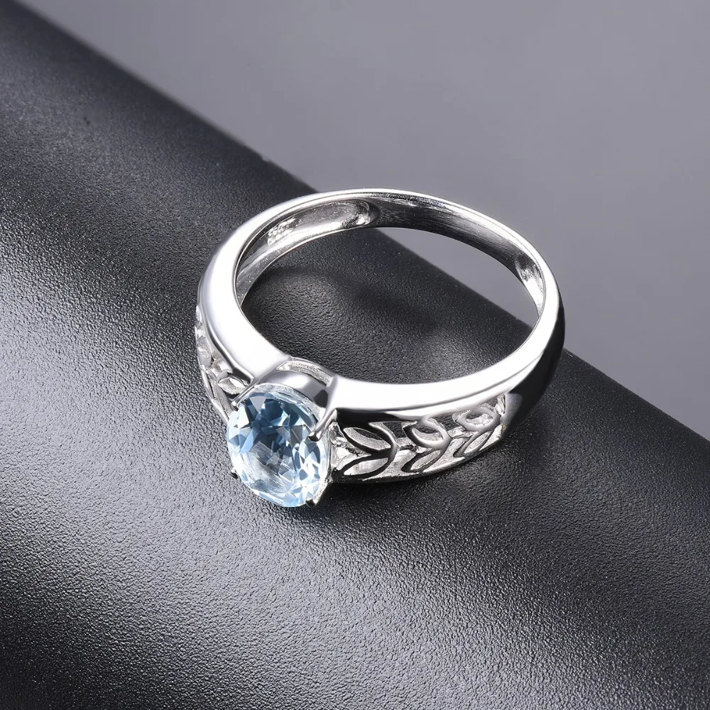 Обручальное кольцо, 1.16Ct, натуральный драгоценный камень, аквамарин, Одноцветный, 10 к, белое золото, хорошее модное ювелирное изделие с камнем для женщин, подарок, новинка