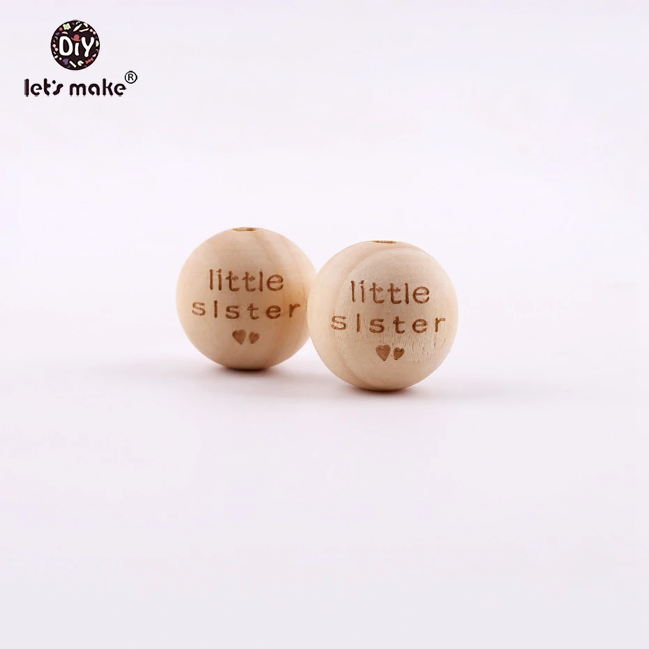

Let's Make 20pc 16mm Engraved Wooden Beads Can Chew Jewelry Making Baby Wooden Teether BPA Free Maple Wood Beads Baby Teether