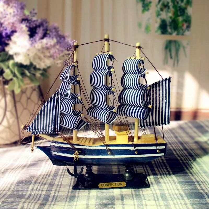New Mediterranean Style 20cm Wooden Sailing Ship Handmade Carved Mediterranean Style 20cm Wooden Sailing Ship Handmade Carved Model Boat Home Nautical Decoration Crafts Gift In Figurines Miniatures From Garden On