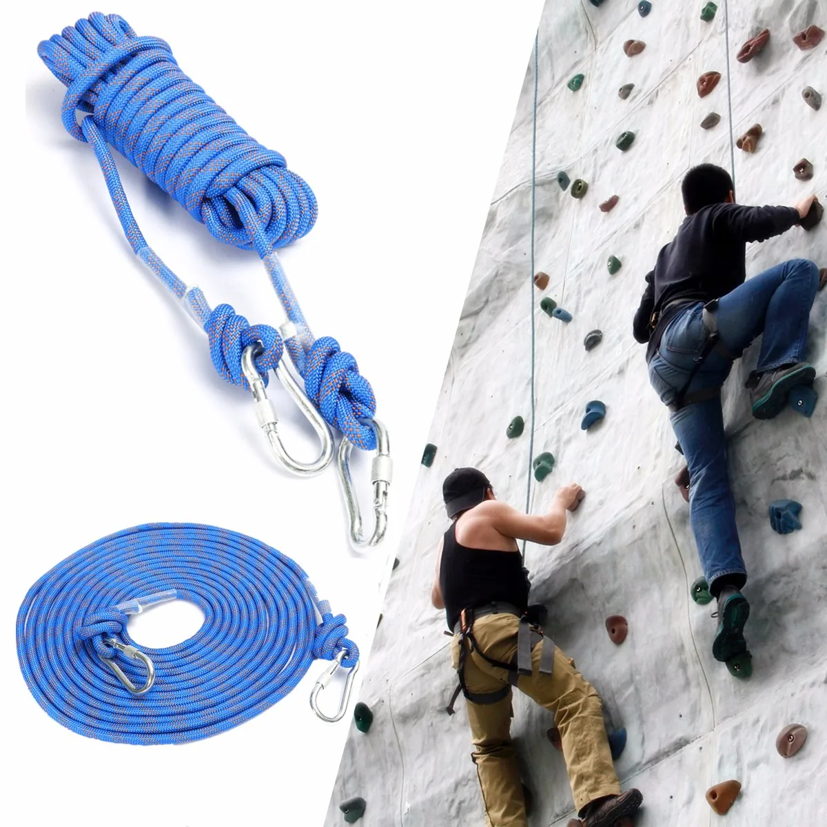 NEW Climbing Rope 25KN 10m Escape Rescue Work Rope Wire with 2pcs Carabiner Outdoor Rock Camping Cord Hiking Climbing Accessory NEW Climbing Rope 25KN 10m Escape Rescue Work Rope Wire with 2pcs Carabiner Outdoor Rock Camping Cord Hiking Climbing Accessory