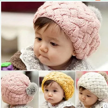 

Baby hat kids baby knitted beanie hats,New faux rabbit fur gorros bebes crochet beanie toddler cap for 7 months-3 years old girl