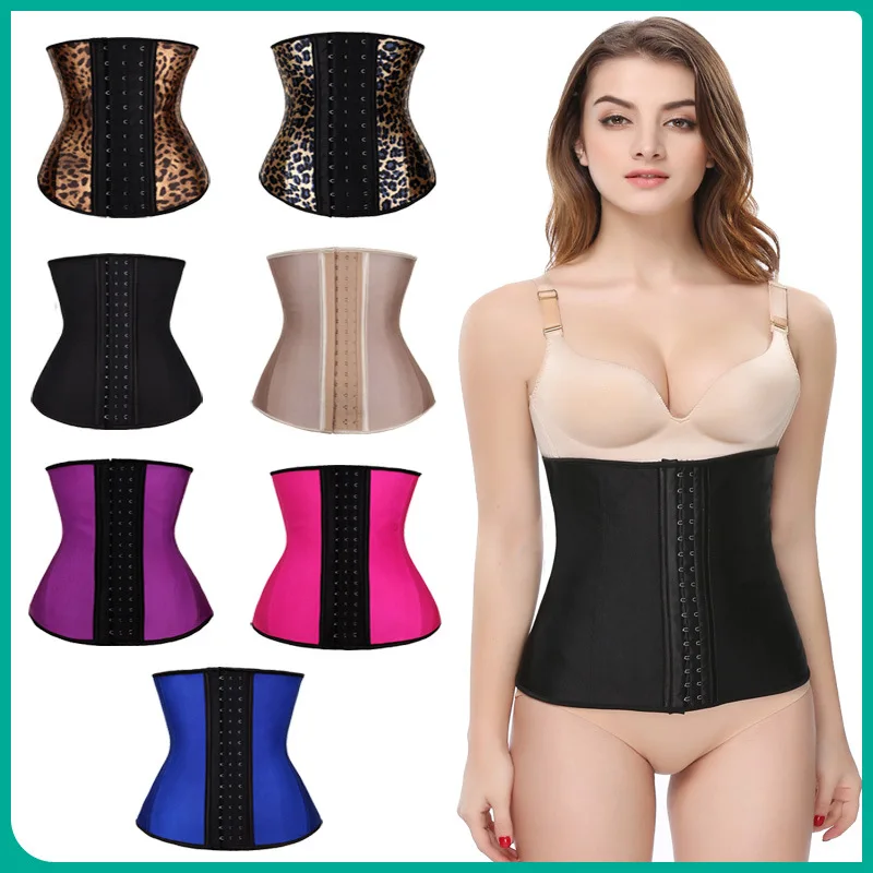 100 Latex waist trainer modeling strap corsets steel slimming sheath