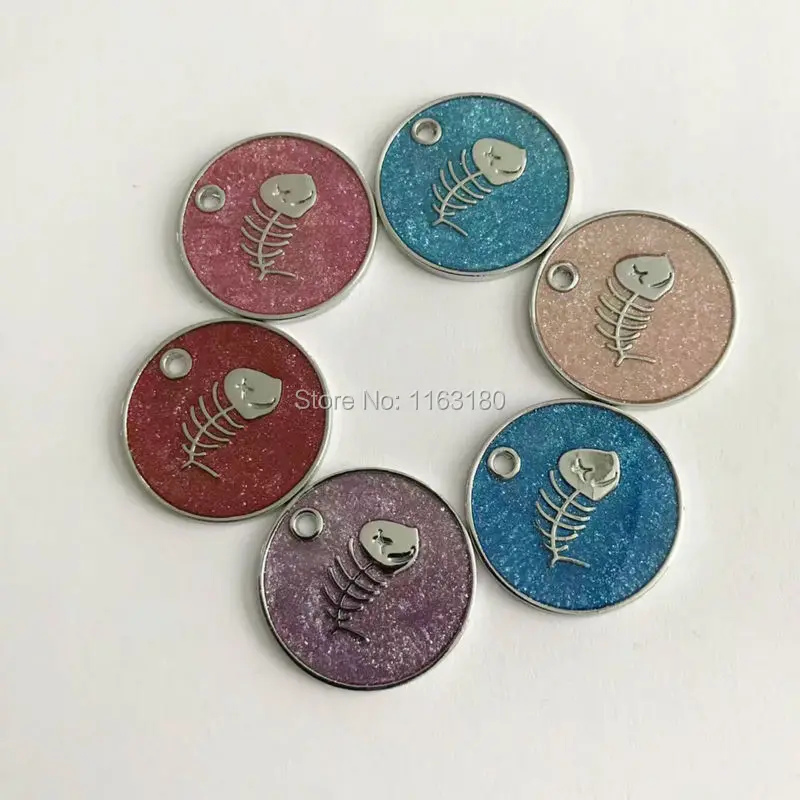 50pcs/lot Glitter Personalized Engraving Pet Id Tags Dog Cat