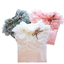 Школьная блузка для девочек термобелье для детей; сезон осень-зима; вельветовое плотное хлопковое кружевное платье принцессы с длинными рукавами