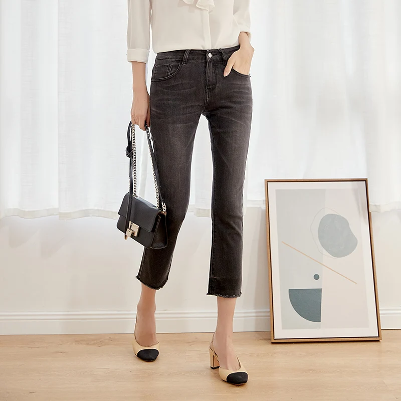 LEIJIJEANS Новое поступление весенние черные и белые расклешенные джинсы больших